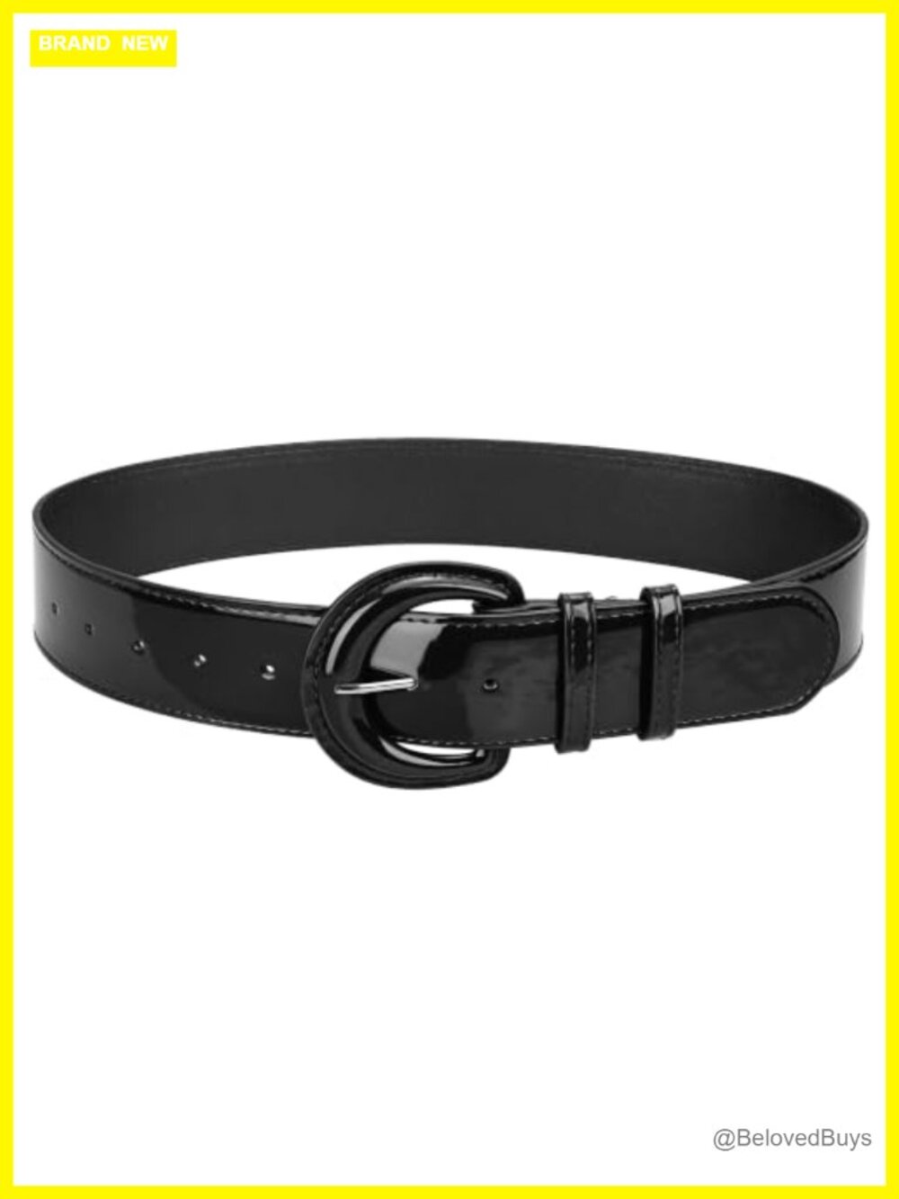 Wide Patent Leather Belt Vintage Buckle Waist Belt for Dresses Jeans Coats